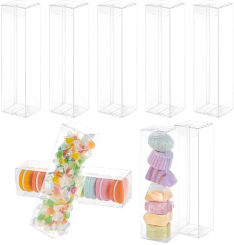 BENECREAT 20 Stück 5x5x20cm Transparente Geschenkboxen, PVC Rechteckige Hochzeitsbevorzugungsboxen Für Schmuck Speicher Display, Hochzeit, Valentinstag