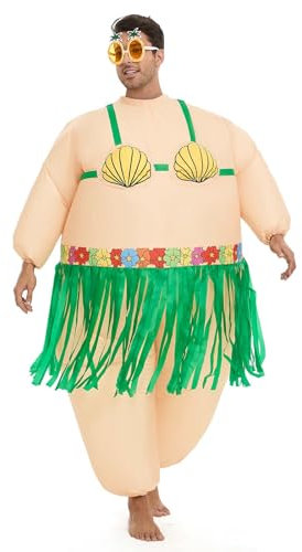 Spinosaurus Inflatable Luau Hula Skirt Costume,Hawaiian Themed Party Funny Blow Up Costumes for Adult Beach Carnival