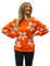 HEYPORK Damen Herbst Winter Warm Bequem Pullover Casual Mode Strickjacke Strickpullover Frauen Bedruckte Pullover Blume Pullover(Orange, XL)