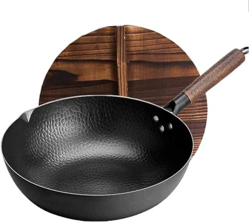 LRTYZBD Soup Pot Iron Wok, Frying Pan, Non Stick Pan, Uncoated Cast Iron Pan, Non Stick Pan, Frying Pan, Household Kitchen Ware, Pan Pot-Pot Mouth Diameter:32cm