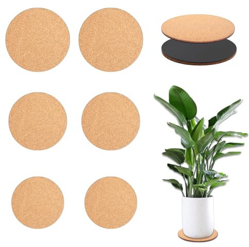 Goiern 6 sottobicchieri in sughero – 3 misure – Sottobicchieri in sughero a doppio strato 10/15/20 cm, assorbenti per piante domestiche