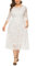 BSLVWG Women Plus Size Lace Cocktail Dresses Summer Round Neck Short Sleeve Wedding Guest Midi Dress with Pocket (UK, Alpha, 4XL, Plus, Regular, White)
