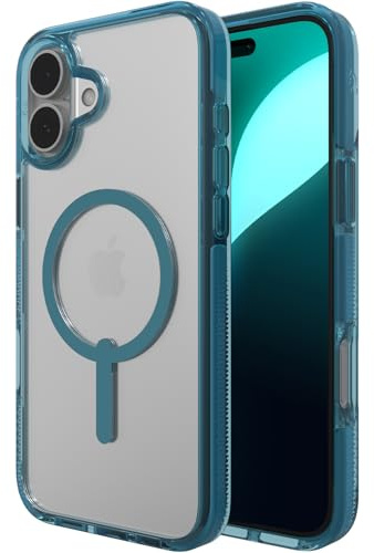 ZAGG Santa Cruz Snap Graphene-Reinforced Case for iPhone 16 Plus [6.7-Inch], MagSafe Compatible, Anti-Yellowing, Scratch-Resistant, Slim Design, Shockproof Phone Back Cover (Retro Blue)