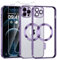 Phoona Cover Placcatura per iPhone 12 Pro Max 6,7 Pollici, Obiettivo per Fotocamera Protezione Completa e 2 × vetro temperato, Compatibile con MagSafe Ricarica Wireless, Protezione Militare, Viola