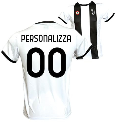 Maglia Calcio bianconera Personalizzata con Il Tuo Nome o Giocatore Preferito creata utilizzando Maglia Replica Autorizzata 2024-2025 Taglie da Bambino Ragazzo (IT, età, 8 Anni, Regular, BIANCONERO)