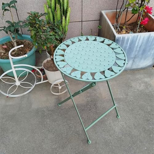 Tavolino pieghevole rotondo da esterno per balcone, giardino, piccolo tavolino da caffè portatile per terrazza a bordo piscina, colore verde
