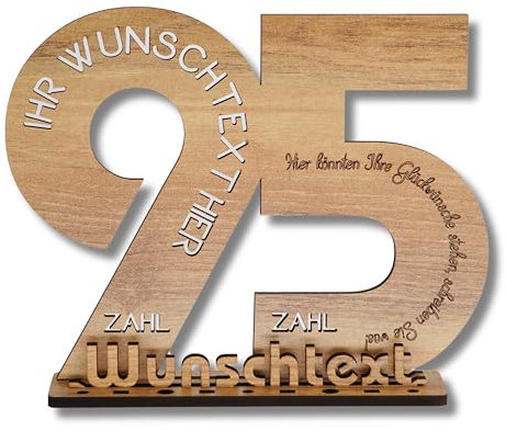 DARO Design - Gästebuch Holz-Schild Geschenk zum 95. Geburtstag Männer Frauen, individualisierbar, mit Wunschtext personalisierbar, Geldgeschenke mit Jahreszahl Deko Hochzeitsgeschenk