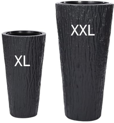 MELTOM Pot de fleurs décoratif - Rond et fin - Effet 3D - Avec insert amovible - Lot de 2 : XXL + XL anthracite (anthracite, XL + XXL)