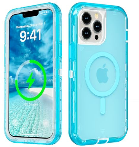 Follaroma for iPhone 13 Pro Max Case, Compatible with MagSafe, Dual Layer Transparent Magnetic Phone Cases, Heavy Duty Shockproof and Anti-Drop Protective Cover for iPhone 13 ProMax, 6.7'', Blue