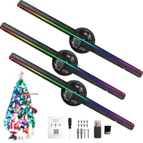 3set Hologramm Projektor, Hologramm Weihnachtsbaum, Hologramm Weihnachtsbaum, Wi-Fi LED Advertising Display Für Weihnachten Halloween