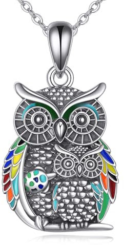 URONE Eule Kette Silber 925 Eule Anhänger Halskette Eule Schmuck Geschenke für Frauen