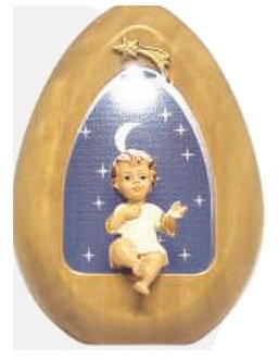 PRESEPE IN LEGNO G'ULIVO con GESù Bambino Illuminato, Decorazione NataliziaCM.10X7,5 MADE ITALY.