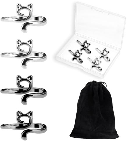 4 Stück Häkelringe Verstellbare Metall Garnspannungsringe Für Fingerhäkeln Katzenstricknadeln Fingerhut Halter Finger Schutzring Mit Box & Aufbewahrungstasche DIY Bastelprojekt Thanksgiving Geschenke
