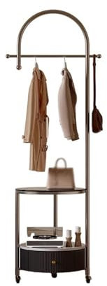 Lizhuzhuzs28 Portemanteau Portant Chambre Porte-Manteau Table de Chevet Cintre Fer Art Mobile Multifonctionnel Sol-Debout Cintre vêtement étagères(Noir)