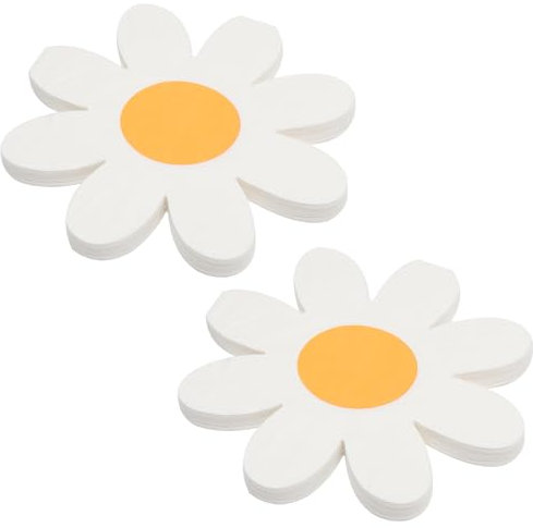 UOCAI 40 Stück Servietten Gänseblümchen Bunt Servietten Sommer Party, Servietten Blumen Napkins Gänseblümchen deko, Servietten Blumenform, Servietten Sommerfest Geschirr Party Dekoration