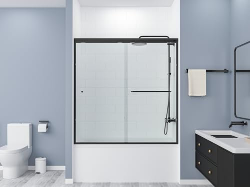 Glass Avenue Badewannen-Dusche mit gehärtetem Klarglas, Premium-halbrahmenlos, doppelte Schiebetüren, auslaufsicher, langlebiger Aluminiumrahmen, Duschtür für Badewanne