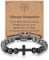 ilasif Stainless Steel Bead Woven Bracelet for Men, Cross Bracelet with 8mm Hematite for Boys Son Husband Christian Gifts for Baptism Confirmation Birthday Christmas (Always Remember)