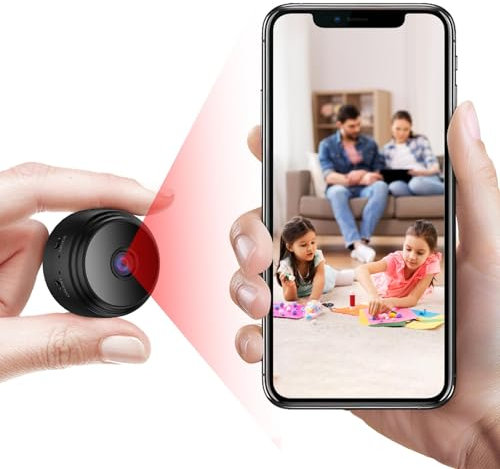 Genérico Mini Camara 1080P, Camara Vigilancia WiFi Interior/Exterior Ultra Gran Angular Camara, Mini Cámara Camaracon Al Detección de Movimiento, App Función de Control Remoto