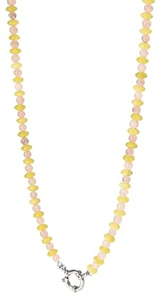 Purelei® Sunny Charm Collier - Quartz Rose & Olivjade - Acier inoxydable plaqué or 18 carats - Collier femme réglable de 40 à 45 cm - Personnalisable avec breloques - Style Aloha, Länge: 40-45 cm