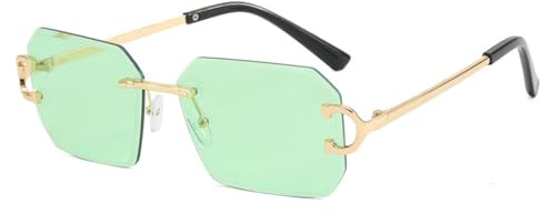 Gyios Lunettes de Soleil sans Cruche À Colonnes Polygonales-Vert Doré