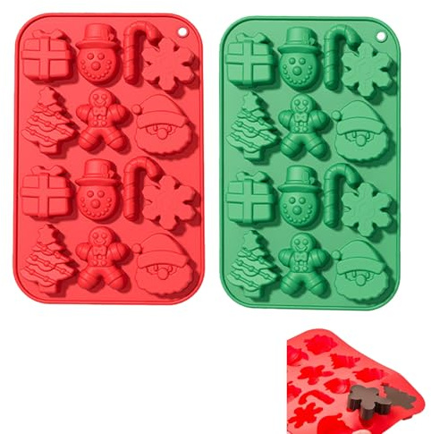 Silikon Schokoladenform Weihnachten 2 Stück – 3D Schokoladenformen Silikonform für Pralinen Seifen Mini-Kuchen DIY Backform BPA-frei lebensmittelecht flexibel spülmaschinengeeignet hitzebest