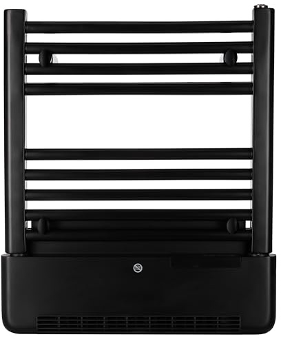 TCP 2-in-1 Towel Warmer & Room Heater, 500W Heated Rail with Built-in 1kW Blower, Wall-Mounted Electric Bathroom Radiator, Fast Heat & Drying, Black