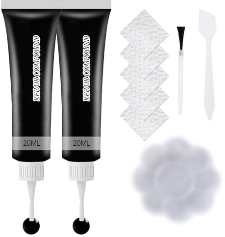KEORHEZ Lederreparaturset Schwarz, 2 X 20 ML Flüssigleder, Leather Repair Kit, Repariert Kratzer/Risse/Abnutzungsspuren, Geeignet für Sofas, Autositze, Schuhe und Kunstleder