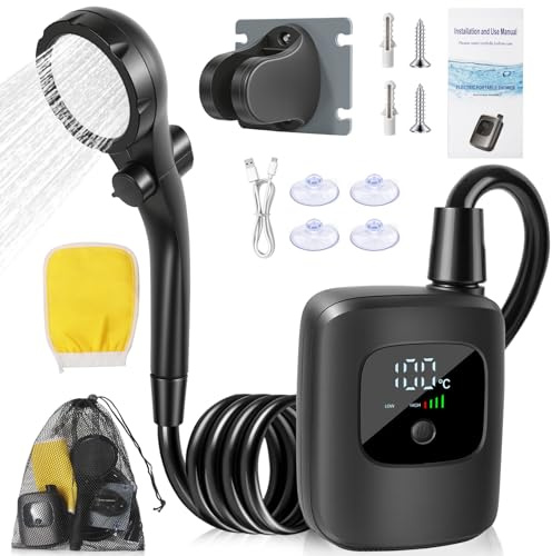 Giwuence Douche Portable De Camping - 2400mAh Nettoyage pour Animaux Domestiques - Douche pour Lavage De Voiture en Camping - pour Campeurs Plage Road Trip Jardiniers Pêcheurs Camping-Car Randonnée