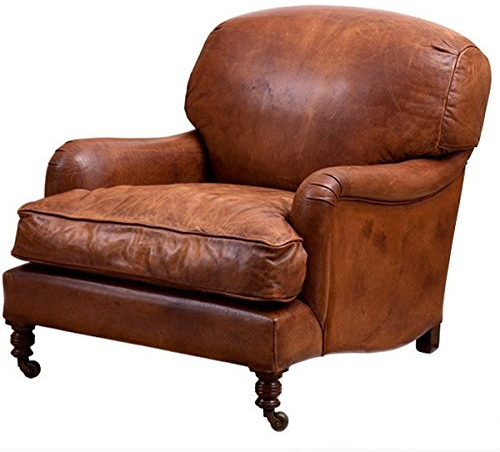 Casa Padrino Chesterfield Luxus Echt Leder Ohrensessel Vintage Leder Cigar Braun Club Sessel