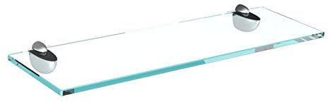 bijon Glasregal Glasablage Wandregal Glas Bad-Regal Glas Badezimmer Regal Badablage Ablageregal - 8mm Hartglas, 100 x 20 cm, Klarglas + Halterung A - Edelstahl Optik