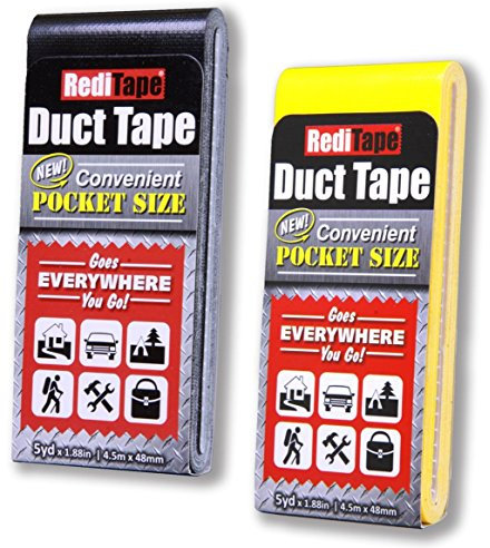 reditape Tasche Duct Tape 2er Pack | 4,8 cm X 5 Meter pro Flat Pack 1.88 wide x 5 yards long x 0.55 thick schwarz/gelb