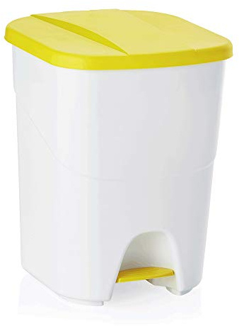 WAS Poubelle à pédale Polypropylène Jaune 40 L
