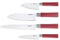 Cecotec Set de 4 couteaux japonais professionnels Santoku. Usage domestique avec lame en acier inoxydable (Rouge)
