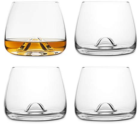Final Touch 4 Whiskey Glasses, Whiskey Glasses, Crystal Glass, Made with DuraSHIELD Titanium Reinforced for Increased Durability, High 9 cm, 300 ml, Pack of 4