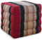 livasia Würfelkissen quadratisch - 40x40x40cm - Sitzhocker mit organischem Kapok, Sitzpouf, Lagerungswürfel viereckig, Bodenkissen Hocker Fußbank Fußhocker handgefertigt (Rot/Schwarz)
