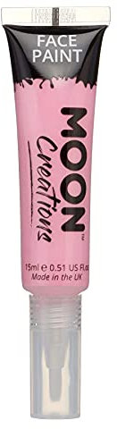 Moon Creations Tubos de pintura facial y corporal con pincel aplicador | Sin crueldad | Pintura facial para niños, adultos, disfraces, festivales, Halloween Rosa 15ml