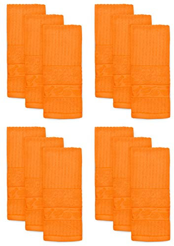Ashley Mills Woven Tea Towels Pack of 12 Large 40 x 70cms Super Absorbent Hearts 100% Cotton (Orange)