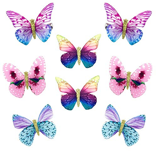 mciskin Fermagli per capelli a forma di farfalla, in chiffon,Fermagli per capelli,per donna ragazza e bambino(8 pezzi)
