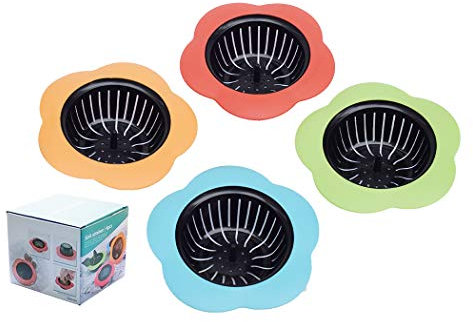 Lot de 4 passoires en Silicone pour évier de Cuisine - Filtre de vidange - Large diamètre 11,4 cm (11,4 cm de diamètre, 4 Couleurs) 4PCS Multicolore