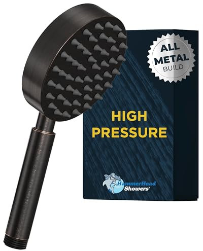 Handbrause aus Metall, ölgeriebene Bronze, 10,2 cm Sprühstab, kein Durchflussbegrenzer, aus 304 Edelstahl mit Silikondüsen, funktioniert mit allen Schläuchen, Gleitstangen und Wandhalterungen