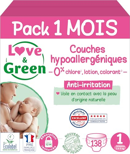 Love & Green Baby-Windeln, hypoallergen Gr. 1 x 138 stk.
