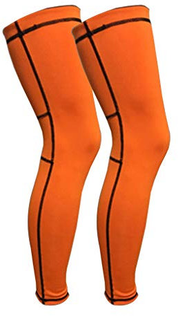 Xindiqiu Gambali Compressione Ciclismo Manicotti Gambe Ginocchiera Basket Ginocchio Compressione per Uomo Donna Arancia Taglia XL