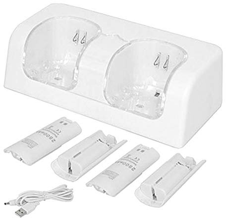 Base per stazione di ricarica Dual Wii con indicatore LED e batteria ricaricabile