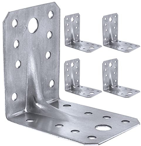 Angle Brackets Corner Braces Galvanised 2,75x 2,75x 2,17x 0,06 (70 x 70 x 55 x 1,5mm) Pack of 5pcs Silver