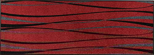 Erwin Müller Fußmatte Mayen, Schmutzfangmatte, Sauberlaufmatte Streifen weinrot Größe 80x200 cm - langlebig, pflegeleicht, rutschfest, für Fußbodenheizung geeignet