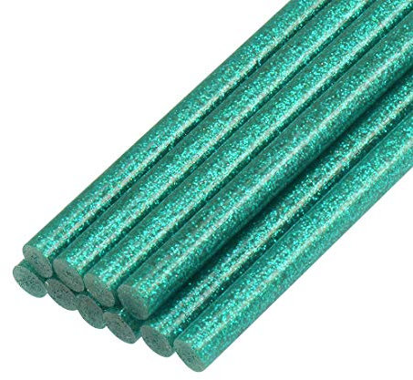sourcing map Mini Hot Glue Sticks for Glue Gun 0.27-inch x 4-inch Dark Green Glitter 10pcs