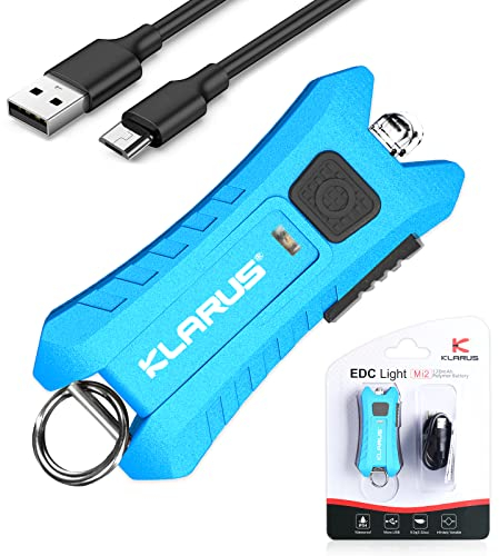 klarus Mi2 USB C Rechargeable LED Keyring Torch, 40 Lumens Small Lightweight Pocket Keychain Flashlight Powered by Bulid-in Battery
