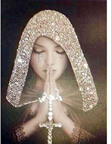 YEESAM ART Diamant Malerei Kits Vollbohrer, Betendes Mädchen Kreuz Christian Gläubige 30x40 cm DIY 5D Diamond Painting Strass Stickerei für Zuhause Wand Und Wohnzimmer Dekor (Mädchen)