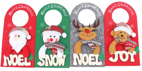 Ailovone Weihnachten Anhänger 4 Stücke Türhänger Weihnachtsbaum Deko Baumschmuck Hängeschild für Türdeko Santa Schneemann Türdeko Ornamente Anhänger Deko (4pcs)