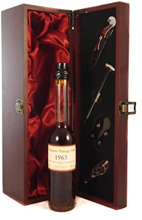Grahams Vintage Port 1963 (Decanted Selection) 20cls in a silk lined wooden box with four wine accessories, 1 x 200ml